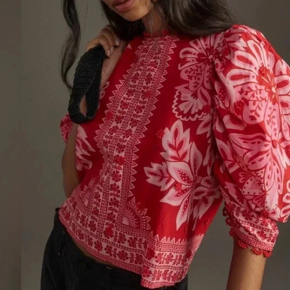 Farm Rio Flora Tapestry Red Top - Size XL - Picture 1 of 10